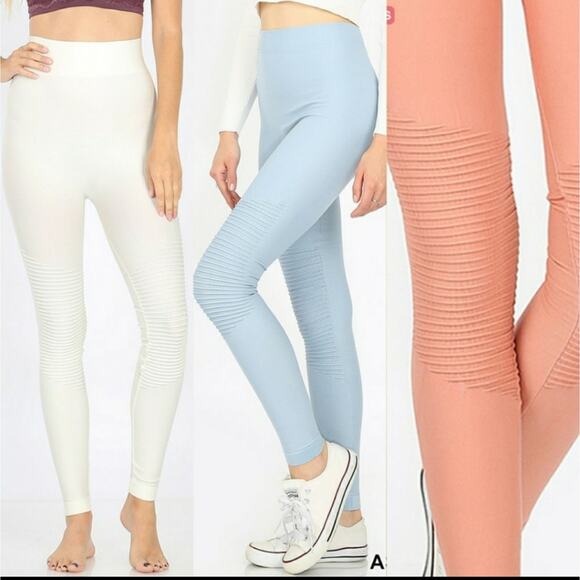 Zenana Outfitters moto legging rose pink S/M - Picture 3 of 5